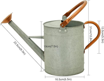 1 Gallon Metal Watering Can with Removable Spout, Galvanized Farmhouse Style
