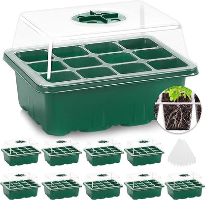 10 Pack Seed Starter Tray, 120Cell Stater Kit with Humidity Dome Green