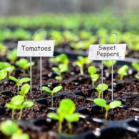 50-Pack Metal Plant Labels with 2 Pens, 10.6" Weatherproof Garden Markers