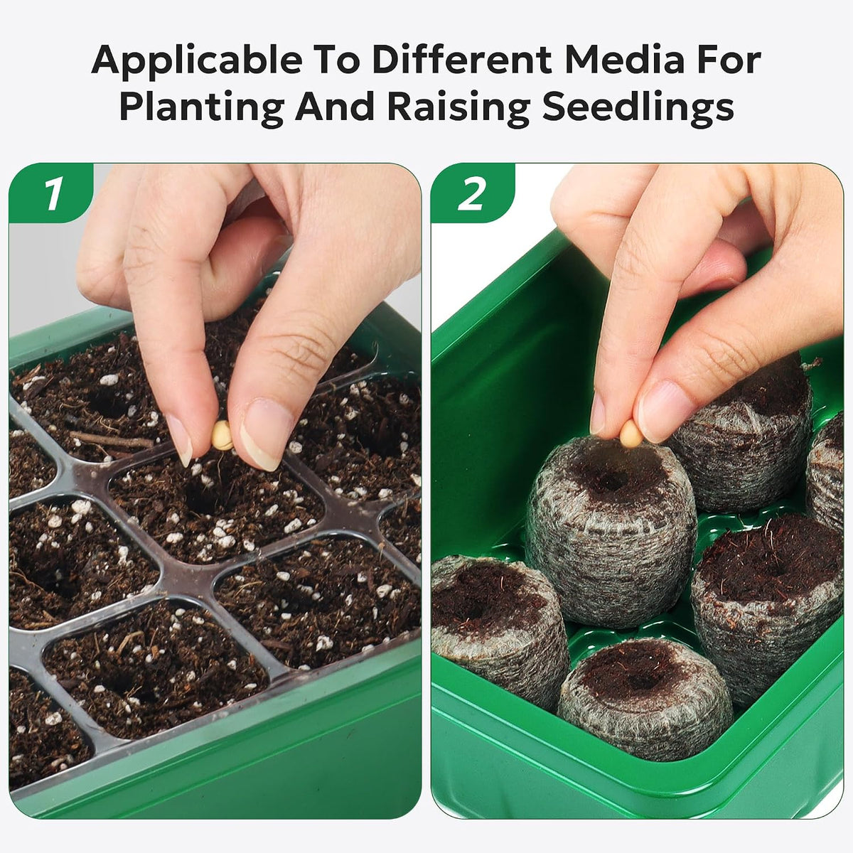 10 Pack Seed Starter Tray, 120Cell Stater Kit with Humidity Dome Green
