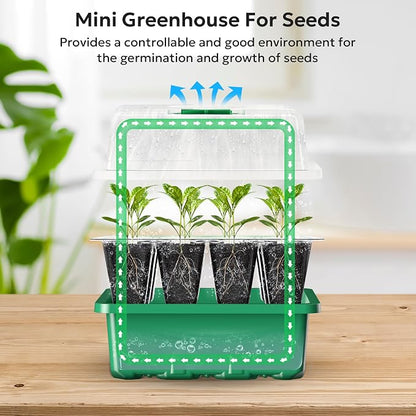 10 Pack Seed Starter Tray, 120Cell Stater Kit with Humidity Dome Green