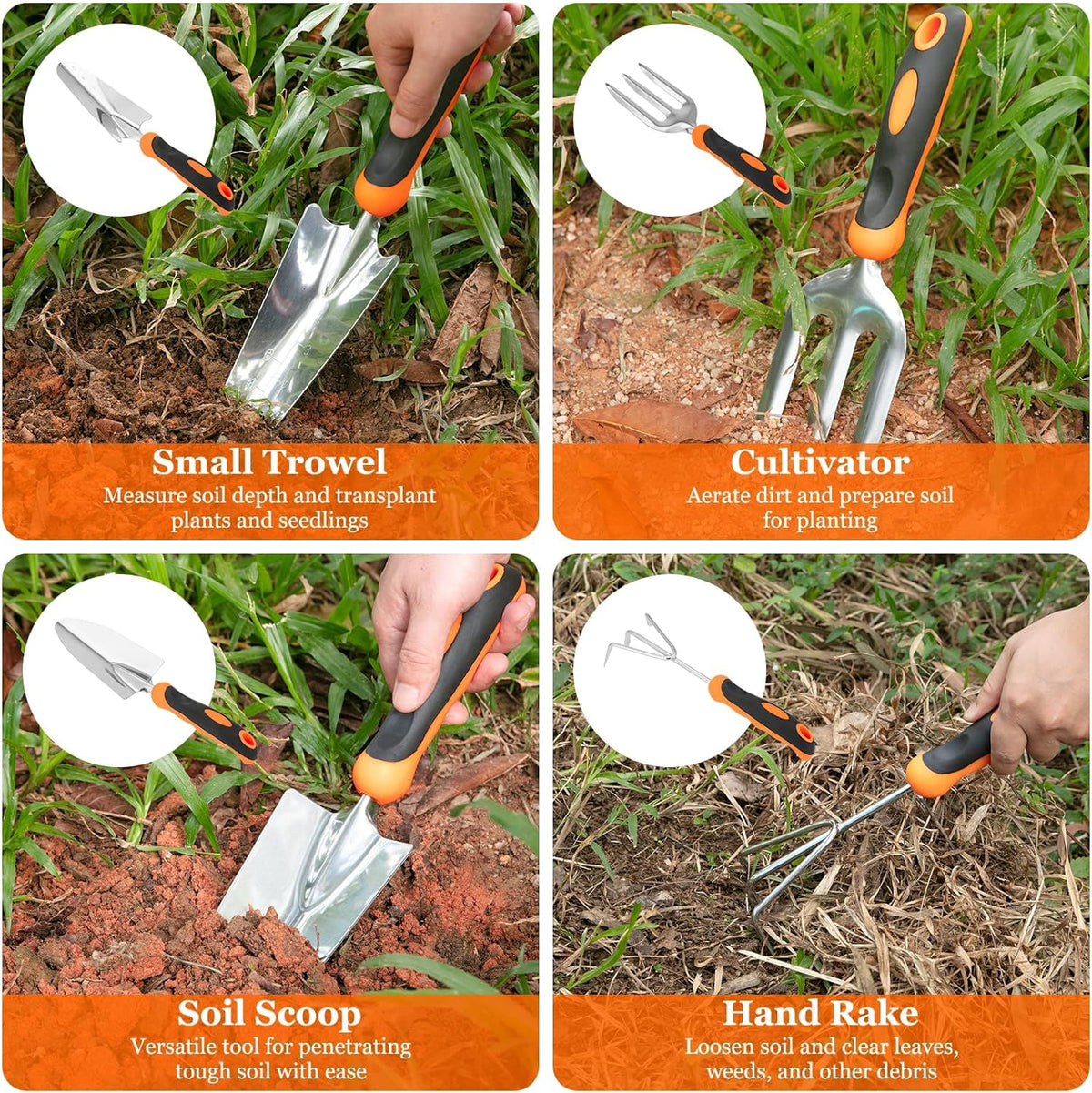 Stainless Steel Gardening Tool Set with Storage Tote Bag