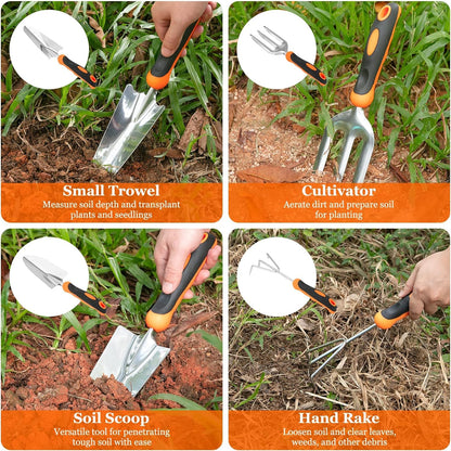 Stainless Steel Gardening Tool Set with Storage Tote Bag